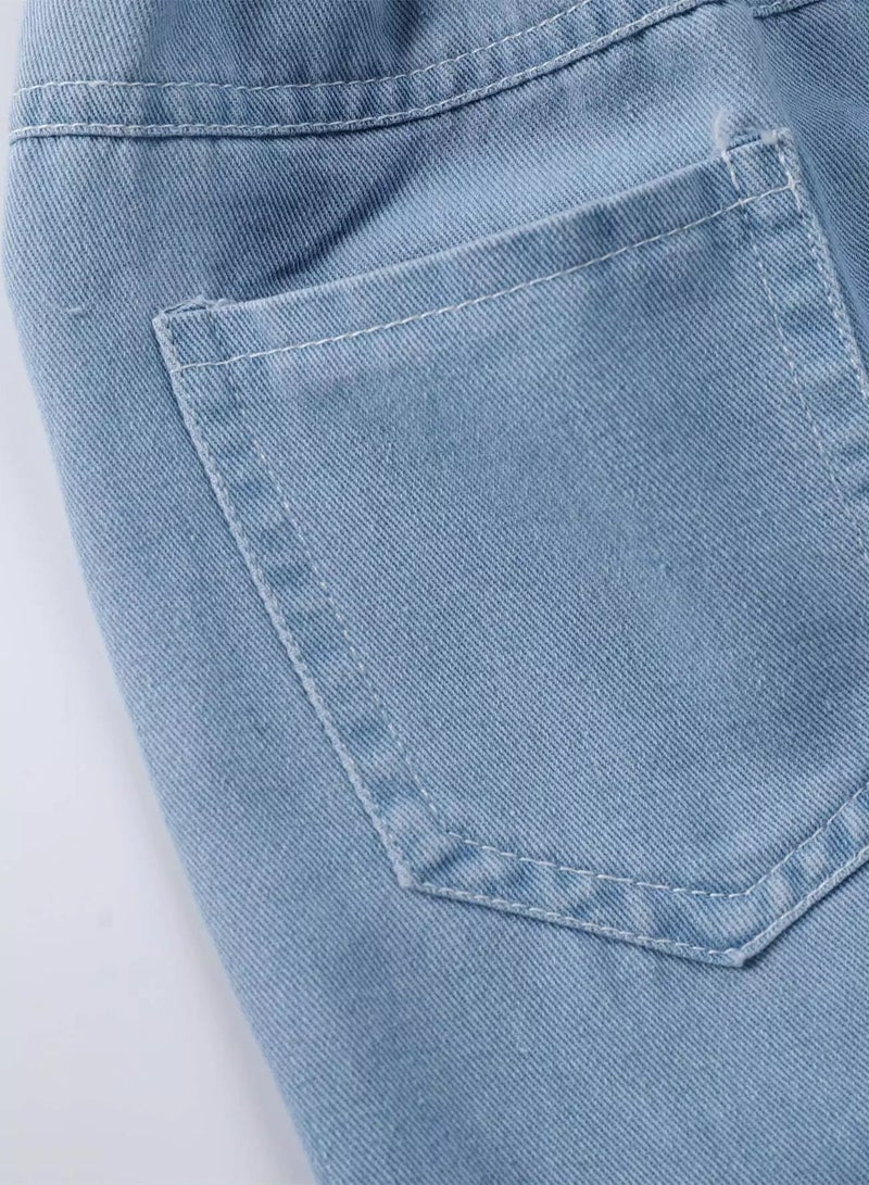 Girls Raw Hem Wide Leg Jeans  - Image 3
