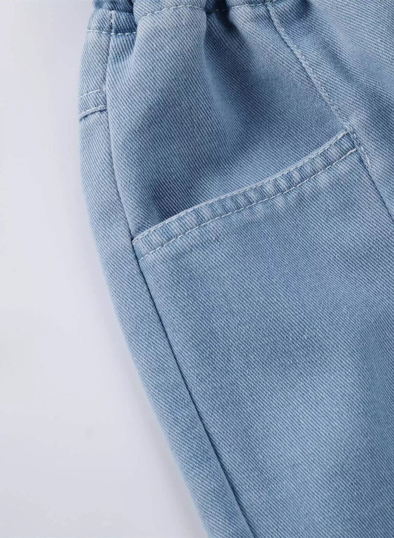 Girls Raw Hem Wide Leg Jeans  - Image 4