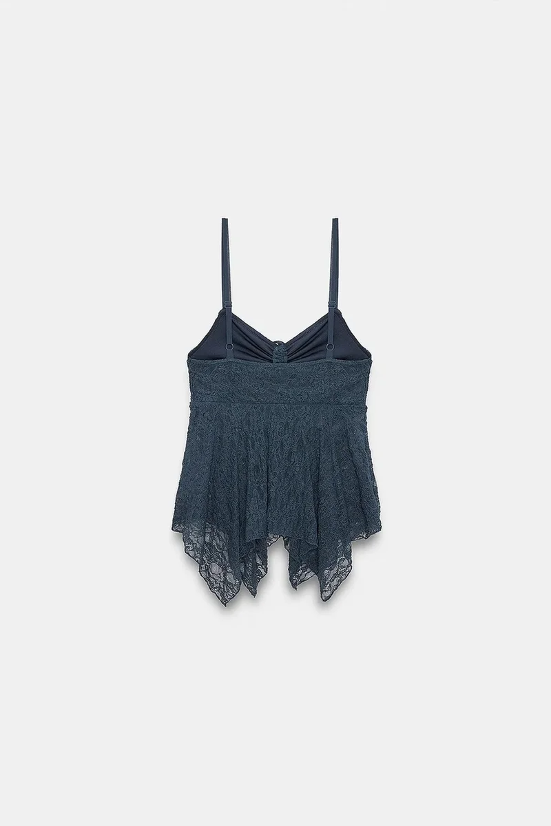 Dilvin Navy Blue DILVIN Lace Tie-front Sleeveless Blouse for Women | Best Price UAE