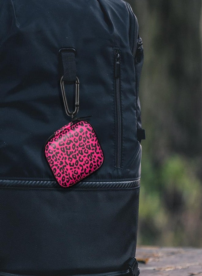 WIRESTER Portable Wireless Headphone Case, Earphone Storage Bag Carrying Case, Earbud Holder with Carabiner Compatible with Raycon Fitness Bluetooth True Wireless Earbuds - Black Hot Pink Leopard - Image 5