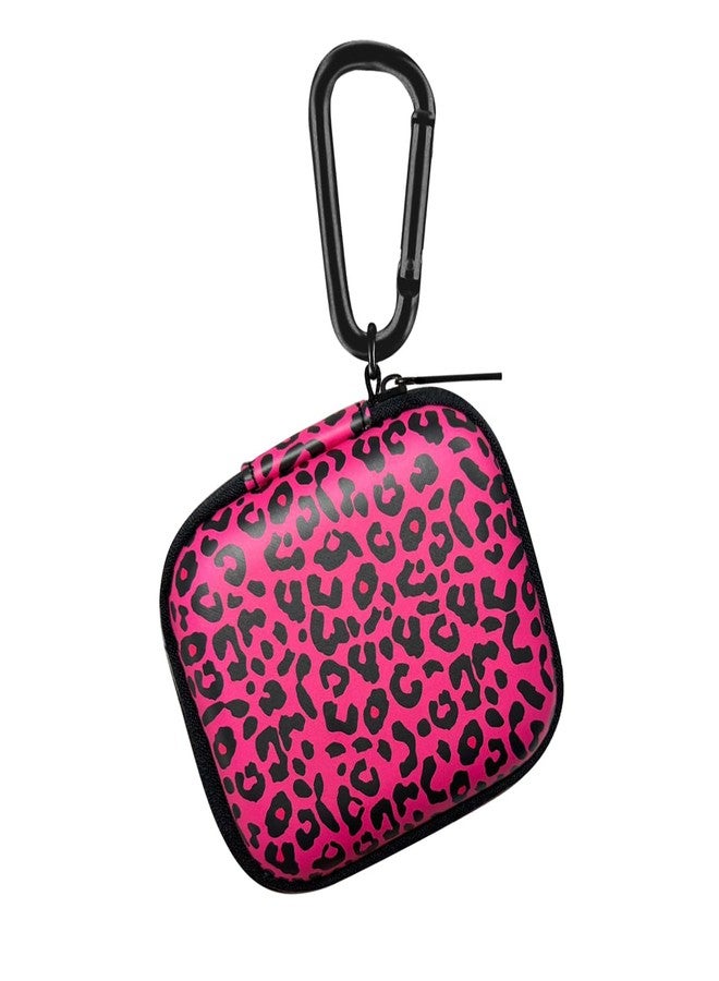 WIRESTER Portable Wireless Headphone Case, Earphone Storage Bag Carrying Case, Earbud Holder with Carabiner Compatible with Raycon Fitness Bluetooth True Wireless Earbuds - Black Hot Pink Leopard - Image 1