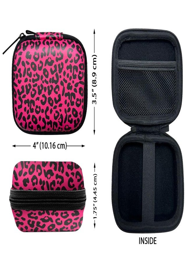 WIRESTER Portable Wireless Headphone Case, Earphone Storage Bag Carrying Case, Earbud Holder with Carabiner Compatible with Raycon Fitness Bluetooth True Wireless Earbuds - Black Hot Pink Leopard - Image 3