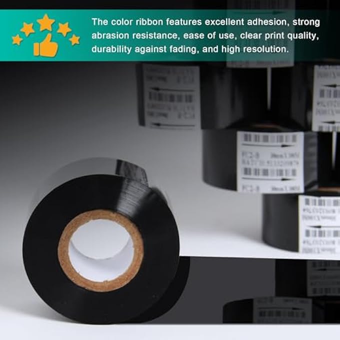 10 ROLLS 25MM X 100M BLACK THERMAL TRANSFER RIBBON RESIN FOR CODER PRINTER MACHINE, BLACK COLOR RIBBON FOR CODING MACHINE - Image 3