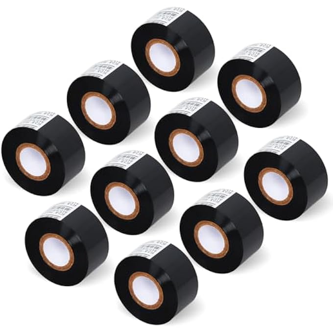 10 ROLLS 25MM X 100M BLACK THERMAL TRANSFER RIBBON RESIN FOR CODER PRINTER MACHINE, BLACK COLOR RIBBON FOR CODING MACHINE - Image 1