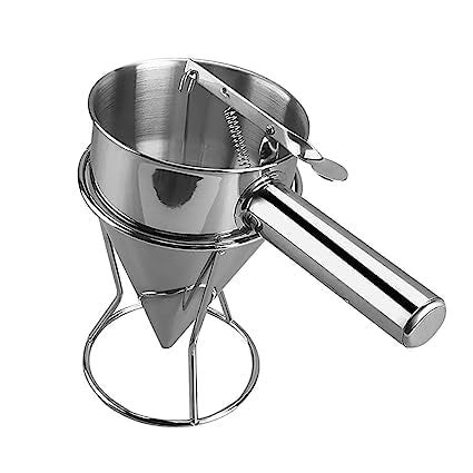 JUDEE Pancake Batter Dispenser with Handle Rack Silicone Mouths I Stainless Steel Octopus Ball Funnel I Heavy Duty Baking Tool I Maker for Cupcakes Crepes Muffin Waffles Chocolate balls - Image 4
