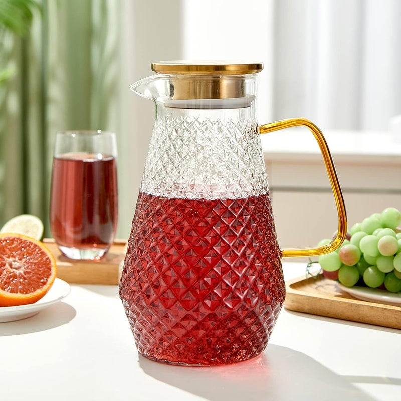 Azonee Glass Pitcher, 50oz/1.5 L Glass Water Jug, Modern Style Borosilicate Glass Jug with Metal Lid & Spout for Tea/Juice/Beverage/Coffee/Milk, Cold and Heat resistance - Image 5