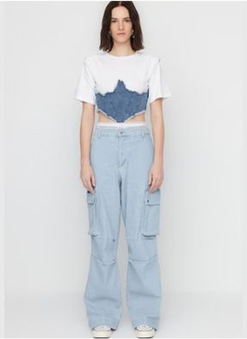 trendyol X Sagaza Blue Elastic Detail Jeans TCLSS23JE00000  - Image 4