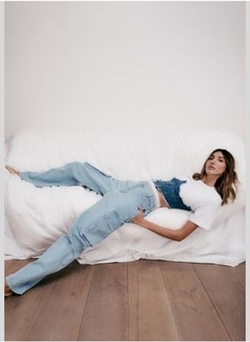 trendyol X Sagaza Blue Elastic Detail Jeans TCLSS23JE00000  - Image 1
