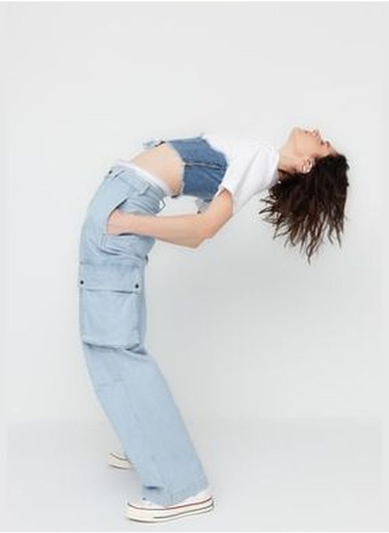 trendyol X Sagaza Blue Elastic Detail Jeans TCLSS23JE00000  - Image 3