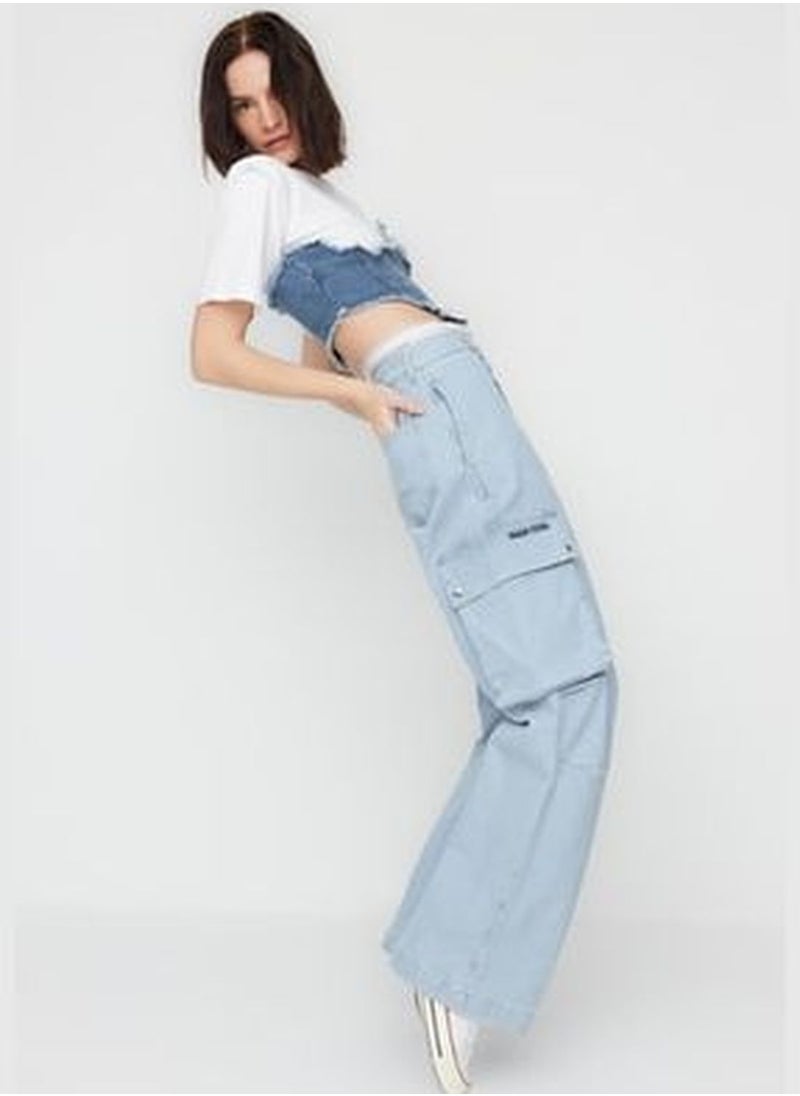 trendyol X Sagaza Blue Elastic Detail Jeans TCLSS23JE00000  - Image 2