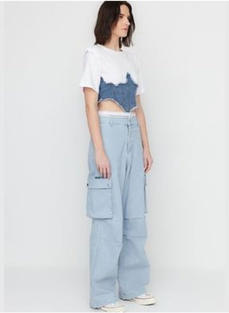 trendyol X Sagaza Blue Elastic Detail Jeans TCLSS23JE00000  - Image 5