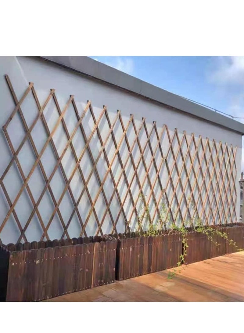 LINGWEI Wooden Fence Portable Expendable Wooden Garden Fence For Garden Wooden Wicker Fence For Home Wall Hanging Wooden Fence For Wall Wooden Plant Trellis Frame - Image 3