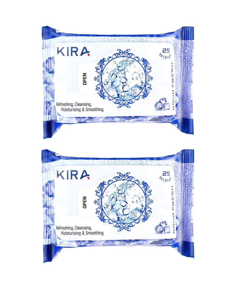 KIRA Face Wipes, Facial Cleansing And Gentle Make Up Remover Wipe, Face & Body Wipes For Post Workout And Camping, Wipe For Gives Refreshing (AQUA FRESH 25count (Pack of 1)) - Image 3