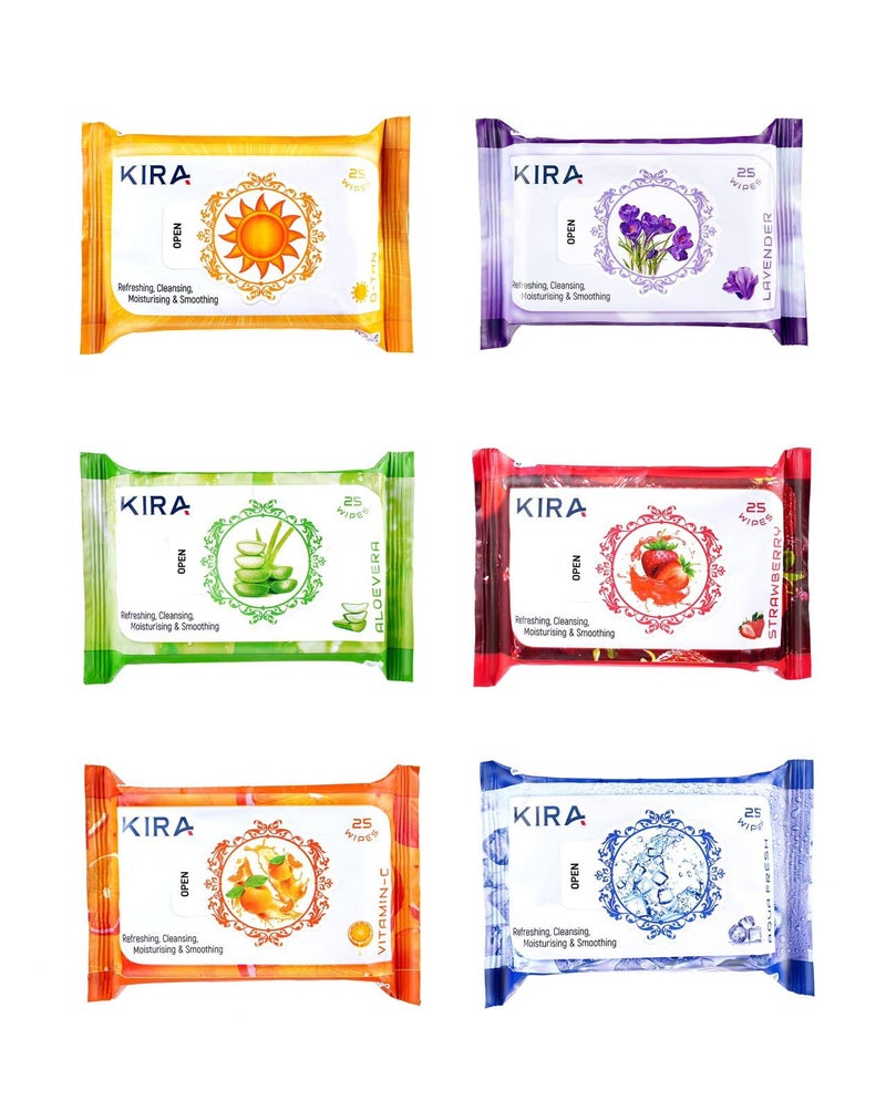 KIRA Face Wipes, Facial Cleansing And Gentle Make Up Remover Wipe, Face & Body Wipes For Post Workout And Camping, Wipe For Gives Refreshing (AQUA FRESH 25count (Pack of 1)) - Image 2