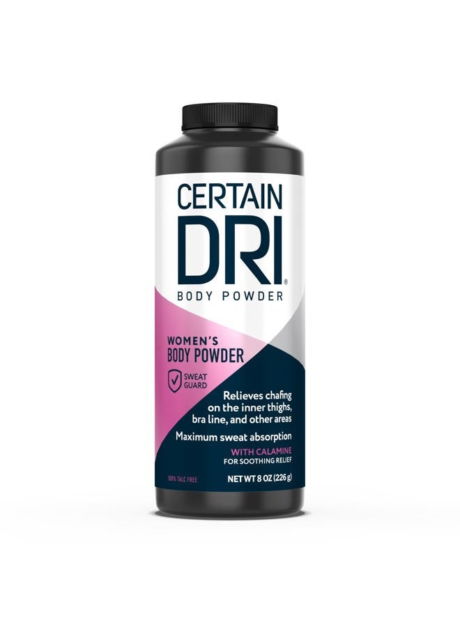 Certain Dri Women's Body Powder - Talc-Free - Triple-Action Sweat, Odor, & Moisture Control - Anti-Chafing Calamine Formula - Doctor-Recommended for Sensitive Skin - 8 oz - Image 1