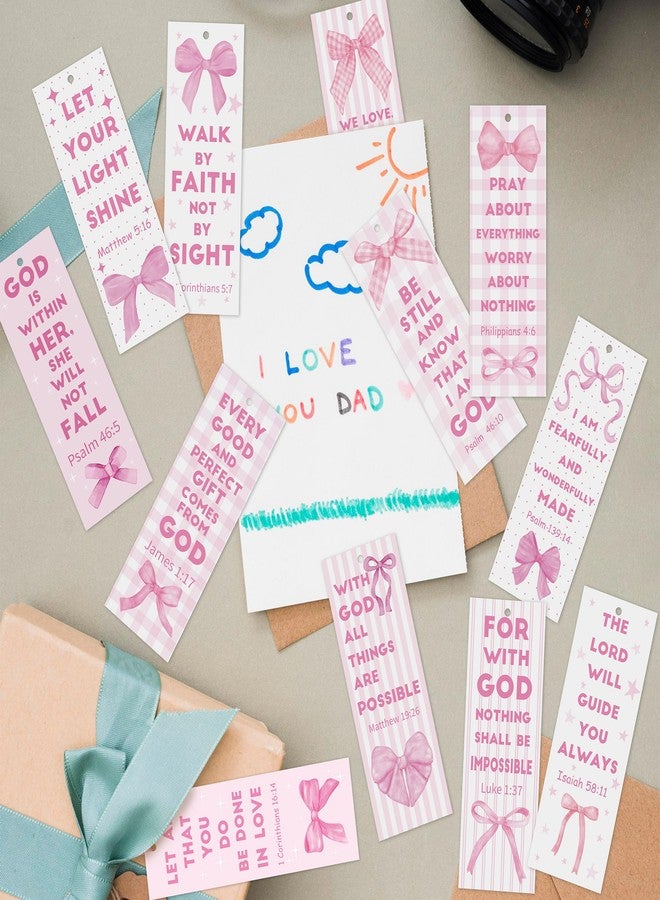 Haooryx Bible Verse Book Mark - 120Pcs Pink Bows Religious Book Marker Christian Page Marker Clip Holder Cute Book Reading Women Lovers Accessories Gifts Sunday School Office Home Students Teachers - Image 4
