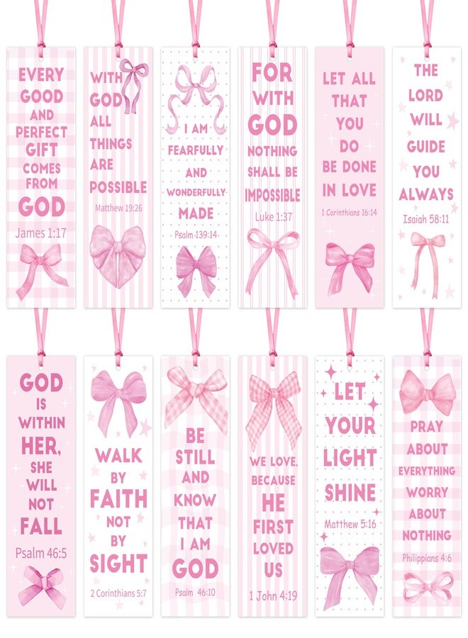Haooryx Bible Verse Book Mark - 120Pcs Pink Bows Religious Book Marker Christian Page Marker Clip Holder Cute Book Reading Women Lovers Accessories Gifts Sunday School Office Home Students Teachers - Image 1