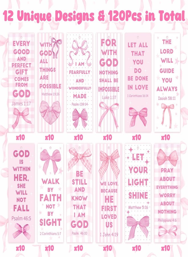 Haooryx Bible Verse Book Mark - 120Pcs Pink Bows Religious Book Marker Christian Page Marker Clip Holder Cute Book Reading Women Lovers Accessories Gifts Sunday School Office Home Students Teachers - Image 2