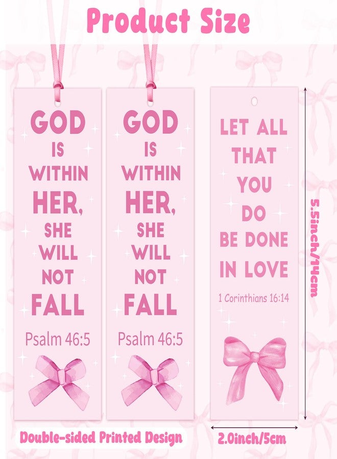 Haooryx Bible Verse Book Mark - 120Pcs Pink Bows Religious Book Marker Christian Page Marker Clip Holder Cute Book Reading Women Lovers Accessories Gifts Sunday School Office Home Students Teachers - Image 3