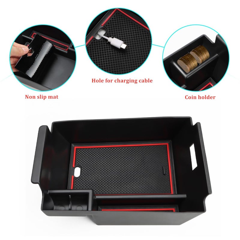 MARCHFA Center Console Organizer Compatible for 2020-2022 2023 2024 2025 2026 Benz GLE 350 450 W167 53 AMG Accessories Armrest Tray Organizer Insert Storage Box for GLS 450 2020 2021 2022 (Red) - Image 4