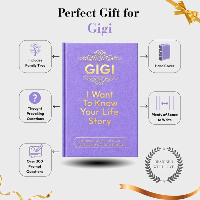 XKFCFC Gigi I Want to Know Your Life Story Leather Journal (Hardcover) - Christmas or Birthday Gifts for Grandma - Share Her Love and Story - Ideal Gifts for Mothers Day from Granddaughter Grandson - Image 4