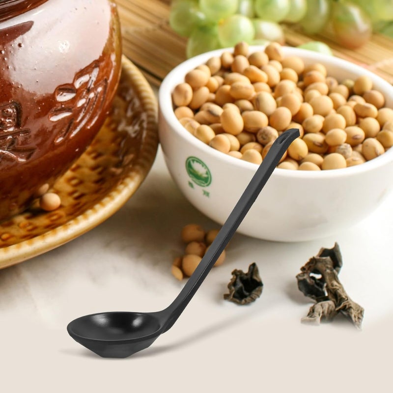 2pcs Japanese Style Soup Ladles Black Plastic Long Handle Ramen and Gravy Serving Spoons for Home Restaurant Hot Pot Multipurpose Kitchen Utensils - Image 4