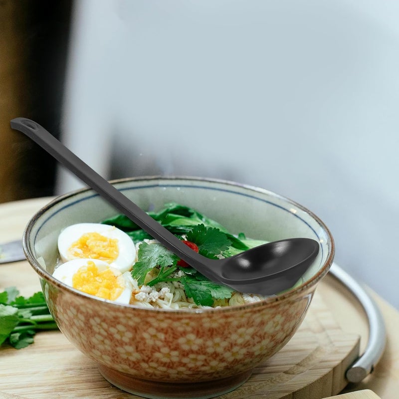 2pcs Japanese Style Soup Ladles Black Plastic Long Handle Ramen and Gravy Serving Spoons for Home Restaurant Hot Pot Multipurpose Kitchen Utensils - Image 5