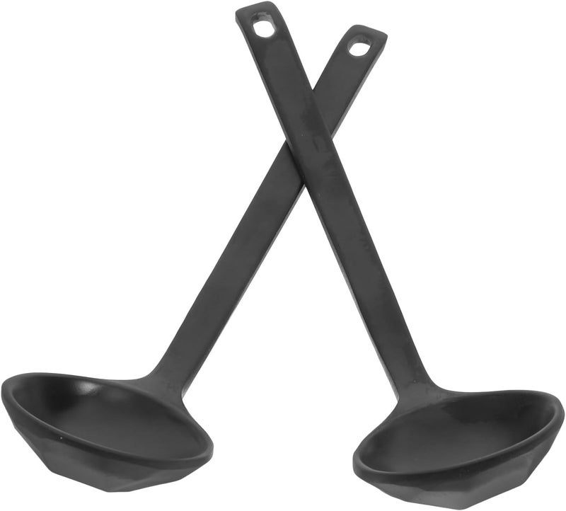 2pcs Japanese Style Soup Ladles Black Plastic Long Handle Ramen and Gravy Serving Spoons for Home Restaurant Hot Pot Multipurpose Kitchen Utensils - Image 1
