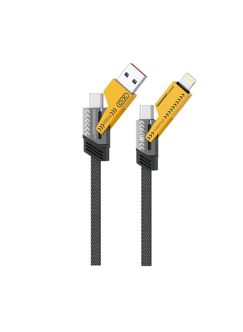 XO NB283 4-in-1 Braided Flat Cable/Data Cable - Image 1
