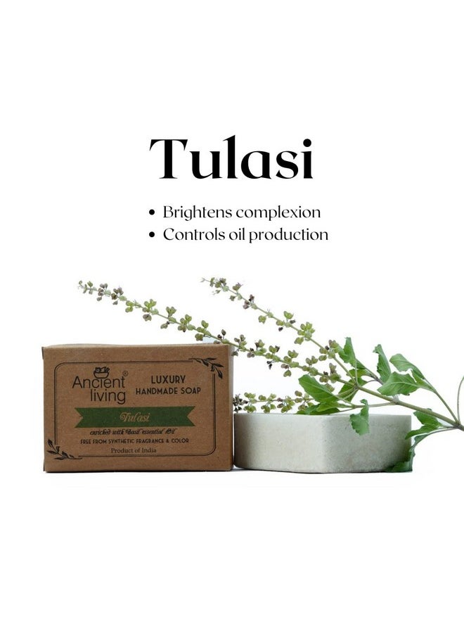 Ancient Living Tulasi Luxury Handmade Soap -100Gm (Set Of 2) Rejuvenating Nourishing Suitable For Oily And Combination Skin  - Image 3