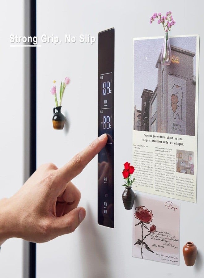 Mini Vase Magnets for Fridge (8 Pcs) | Cute 3D Ceramic Flower Vase Refrigerator Magnets | Strong Magnetic Decorative Vases for Kitchen, Office & Home Decor,Multicolor. (Flower Not Included) - Image 4