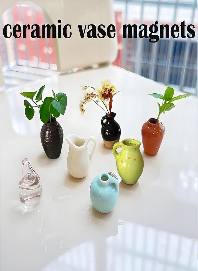 Mini Vase Magnets for Fridge (8 Pcs) | Cute 3D Ceramic Flower Vase Refrigerator Magnets | Strong Magnetic Decorative Vases for Kitchen, Office & Home Decor,Multicolor. (Flower Not Included) - Image 5