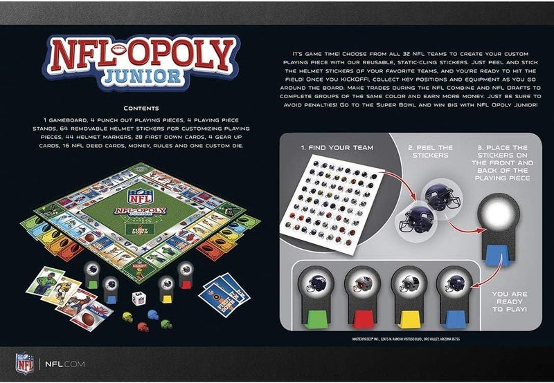 MasterPieces NFLOpoly Junior Board Game Collectors Edition Set for 24 Players Ages 6 - Image 3
