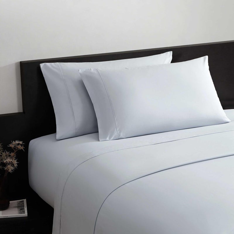 Vera Wang â€“ King Sheet Set, 100% Egyptian Cotton Percale Bed Sheets with a Smooth & Crisp Feel, Deep Pockets, Bedding with Matching Fitted Sheet & Pillowcases (Blue) - Image 2