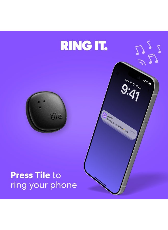 tile Sticker - Small Bluetooth Tracker, Remote Finder and Item Locator for Bikes, Glasses and More. Both iOS and Android Compatible. Phone Finder. 1-Pack black - Image 2