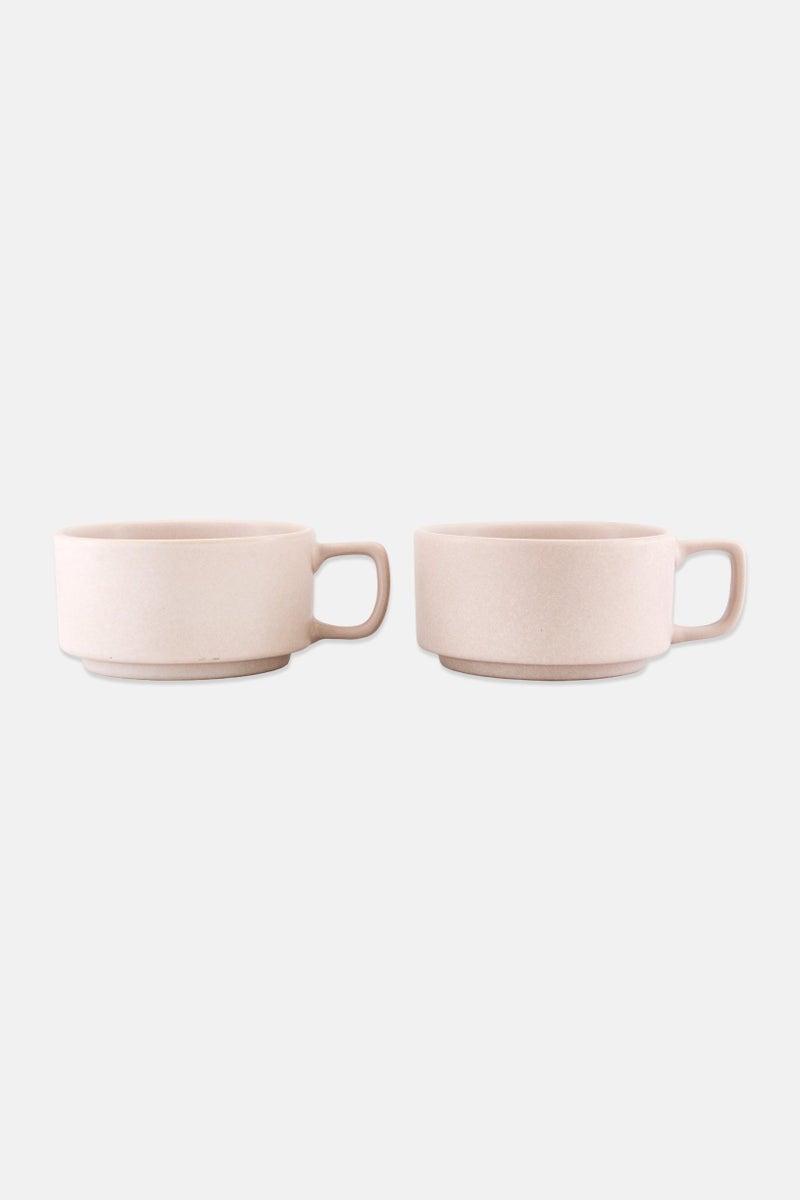 Muy Mucho 2 Pcs Stackable Stoneware Cup 340ml, Assorted  - Image 1
