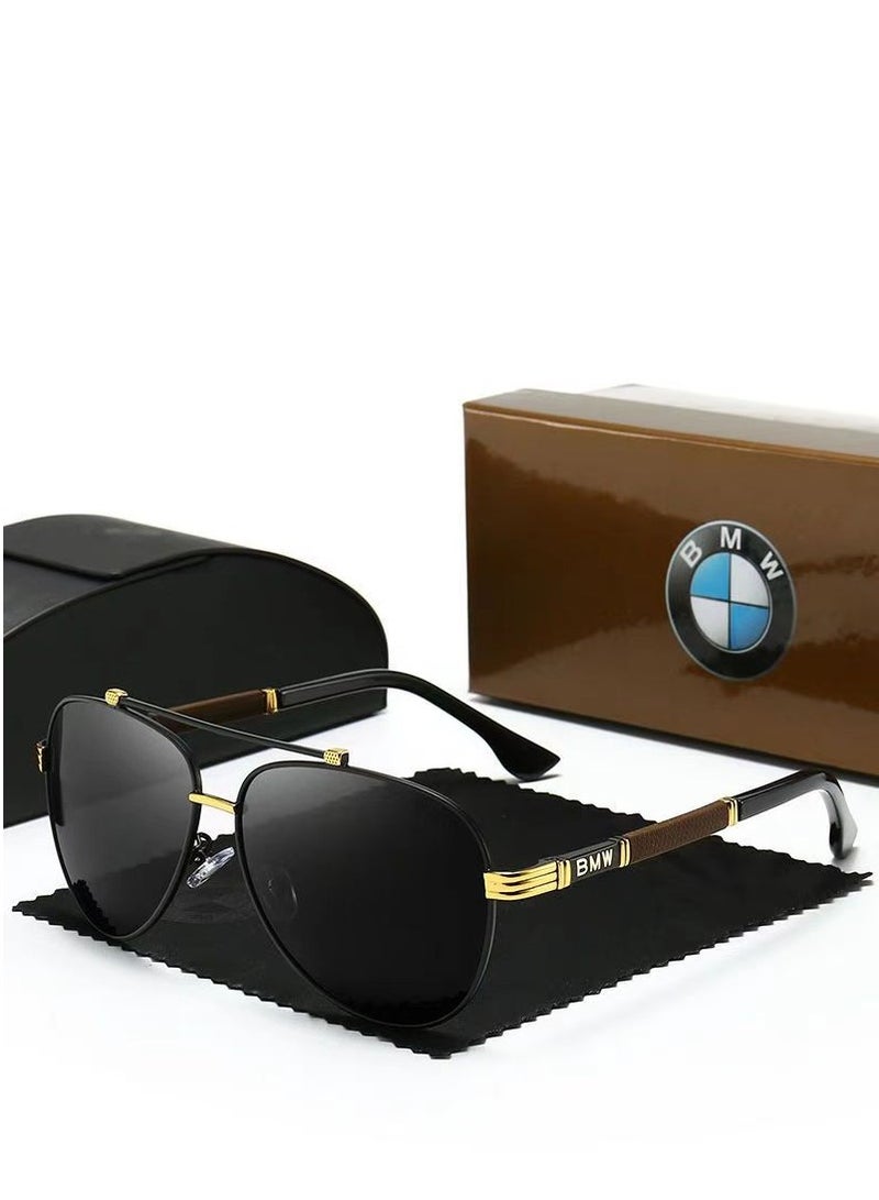 BMW Sunglasses for Men Polarized Lightweight Black Gold - Image 1