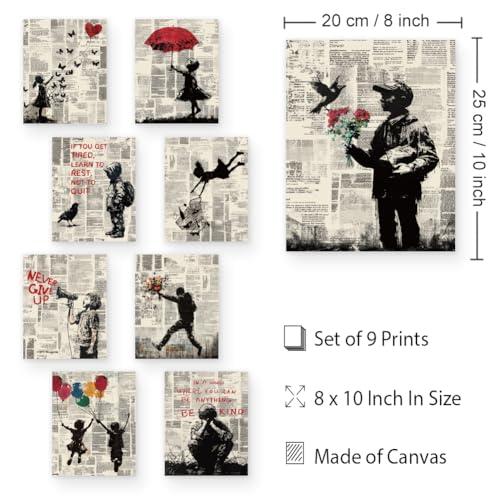 DOODLREAM 9 Pack Unframed Waterproof Banksy Canvas Wall Art Decor Inspirational Quotes Never Give Up Not to Quit 8 x 10 Inch Canvas Wall Poster for Home Office Classroom Bedroom Living Room Decor - Image 3