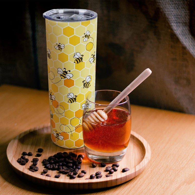 Mofvugz Bee Tumbler with Lid and Straw- Honey Bee Gifts for Women Men - Yellow Bee Coffee Mug  Cup  Skinny Tumbler  Water Bottles- Metal Thermal Insulated Tumblers 20 Oz -Bee themed gifts  Bee keepers Gift - Image 4