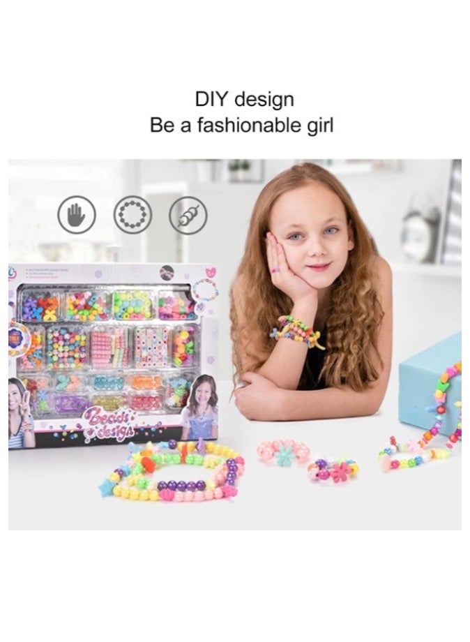 DAT Kids DIY Beads Jewelry Making Set with Letter, Flower & Colorful Beads – Girls Bracelet Necklace Craft Activity Kit - Image 3