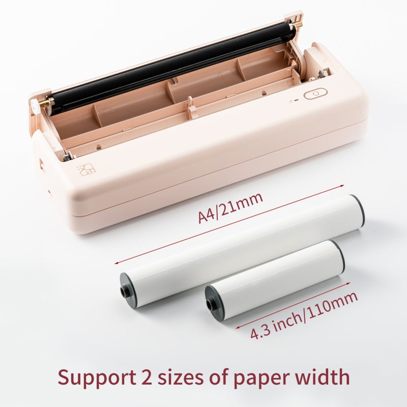 Portable Printer: White, 280x95x50mm, Inkless Printing - 30mm/s Speed, 2600mAh Battery, Wireless & Wired Connectivity, A4 & 4-Inch Print Sizes for Business Travel, School, Office & Study - Image 3