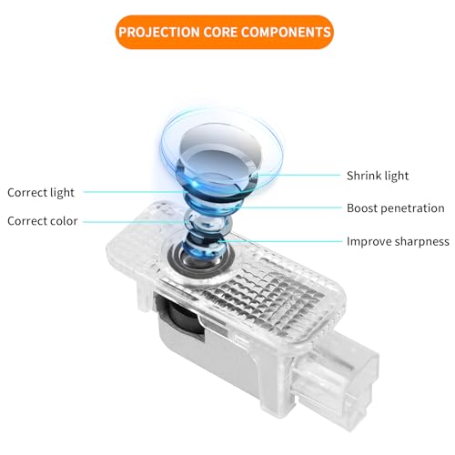 HAOGI 2Pcs Never Fade LED Door Light Logo Projection, Ghost Shadow Puddle Light Compatible for A3/A4/A5/A6/A7/A8/Q3/Q5/Q7/R8/TT/RS/S3/S4/S5/S6 Accessories (White and red) - Image 2