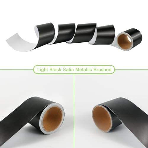 LZLRUN Free Tool Kit Light Black Satin Metallic Brushed Vinyl Tape DIY Roll for Black Out Chrome Delete Window Trim Door Trim 3Inches x 30Feet - Image 3