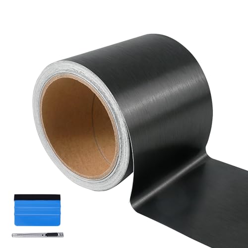 LZLRUN Free Tool Kit Light Black Satin Metallic Brushed Vinyl Tape DIY Roll for Black Out Chrome Delete Window Trim Door Trim 3Inches x 30Feet - Image 1
