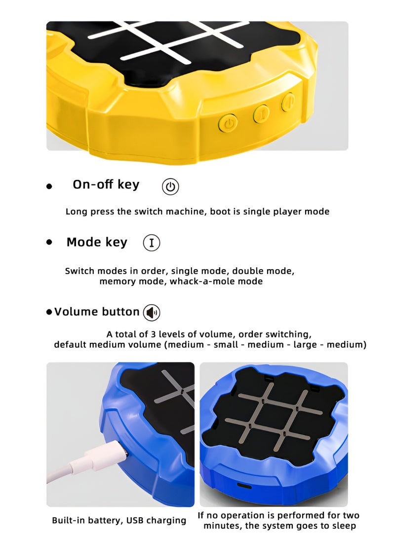 Portable Tic Tac Toe Games Console With 3 Different Chess Board Games, Educational Travel Games Family Game (yellow)  - Image 3