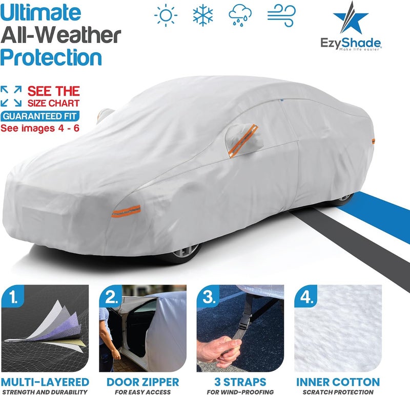 EzyShade 10-Layer SUV Car Cover Waterproof All Weather - Outdoor Full Exterior Cover for Automobiles, Heavy Duty Tarp for Jeep, Rav4, CRV - Size S2 (See Chart for Accurate Fit) | Multi-Layer Outdoor Full Exterior Covers for Automobiles. Heavy Duty Tarp Jeep Rav4 Equinox Trax CRV - See Vehicle Size Chart - Image 1