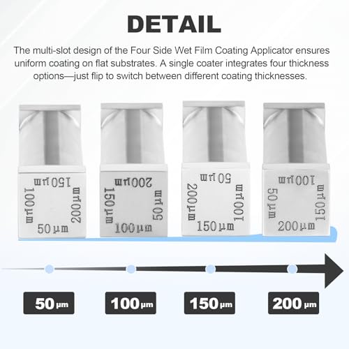 MSFULLSEA FourSided Wet Film Coating Applicator Wet Film Coater Stainless Steel 80mm Width Precision Tool for Paint Ink Testing Coverage Measurement Sample Prep Lab Industrial Use 50m100m 150m 200m - Image 3