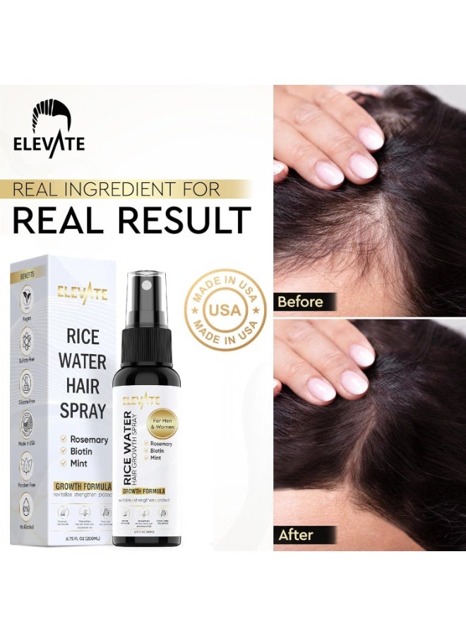 Elevate Rice Water Spray for Hair Growth - Fermented Rice Water & Rosemary Hair Mist with Biotin - Vegan Leave-In Treatment for Stronger, Thicker, Healthier Hair - Scalp Care for Women & Men - Image 5