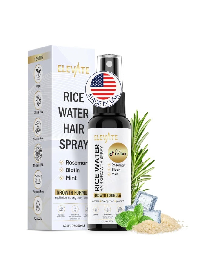Elevate Rice Water Spray for Hair Growth - Fermented Rice Water & Rosemary Hair Mist with Biotin - Vegan Leave-In Treatment for Stronger, Thicker, Healthier Hair - Scalp Care for Women & Men - Image 1