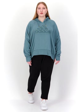 Adidas Women Plus Size Long Sleeves Outdoor Hooded Sweatshirt, Sage  - Image 2